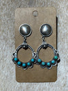 Turquoise Convex Concho Sterling Earrings