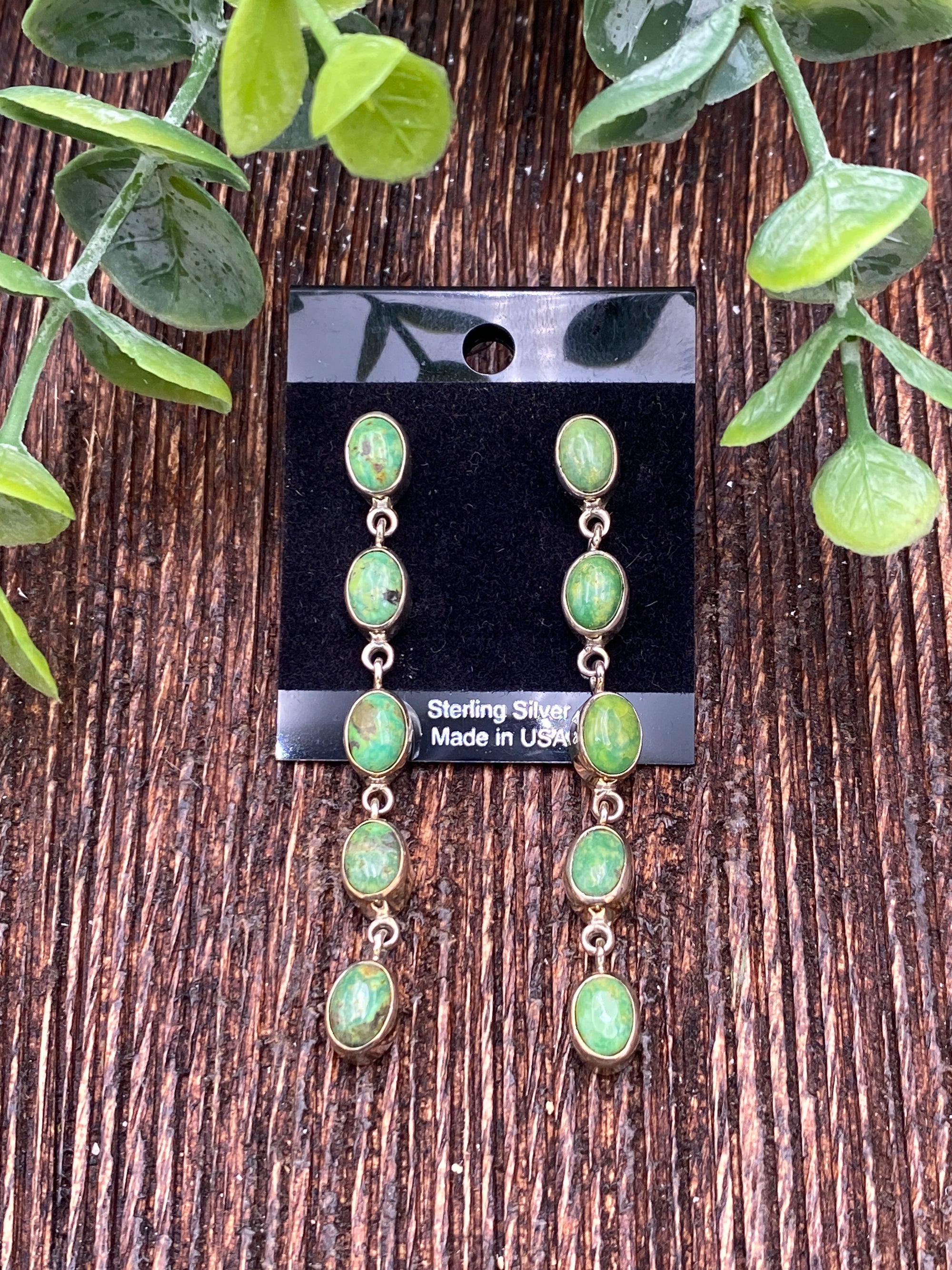 Gilley Green Long Linked Sterling Earrings - Turquoise