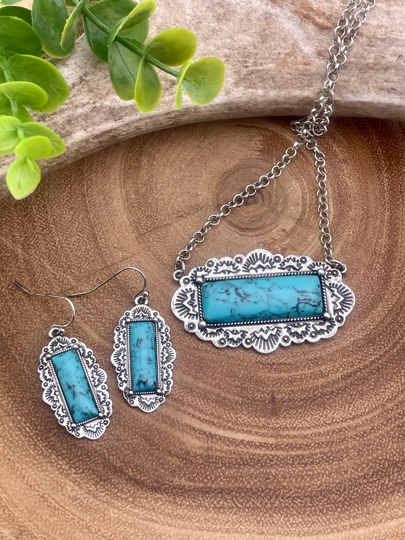 Crestview Framed Bar Necklace Or Earrings - Turquoise