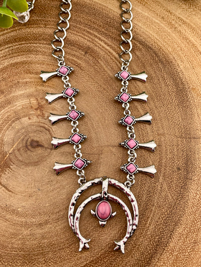 Fashion Silver Link Chain Squash Blossom Necklace - 16'