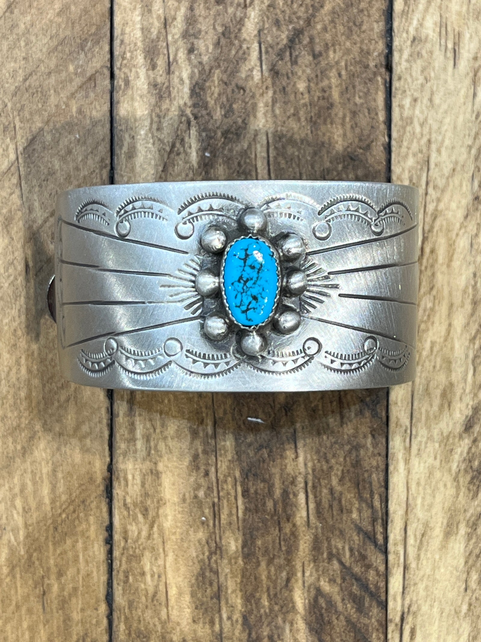 Vidalia Curved Stamped Hair Barrette - Turquoise