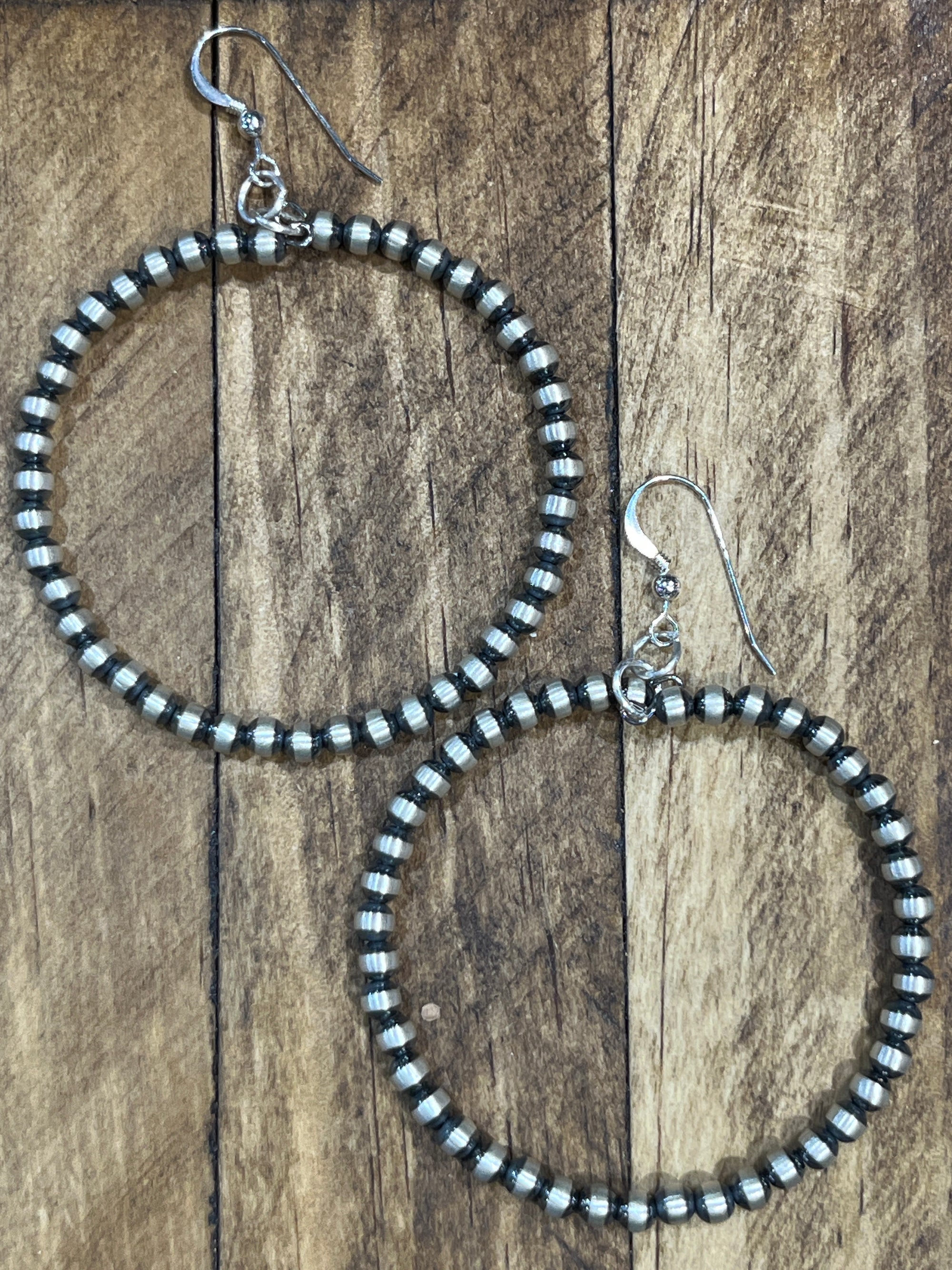 Beaufort Sterling 3mm Navajo Hoop Earrings - 2"