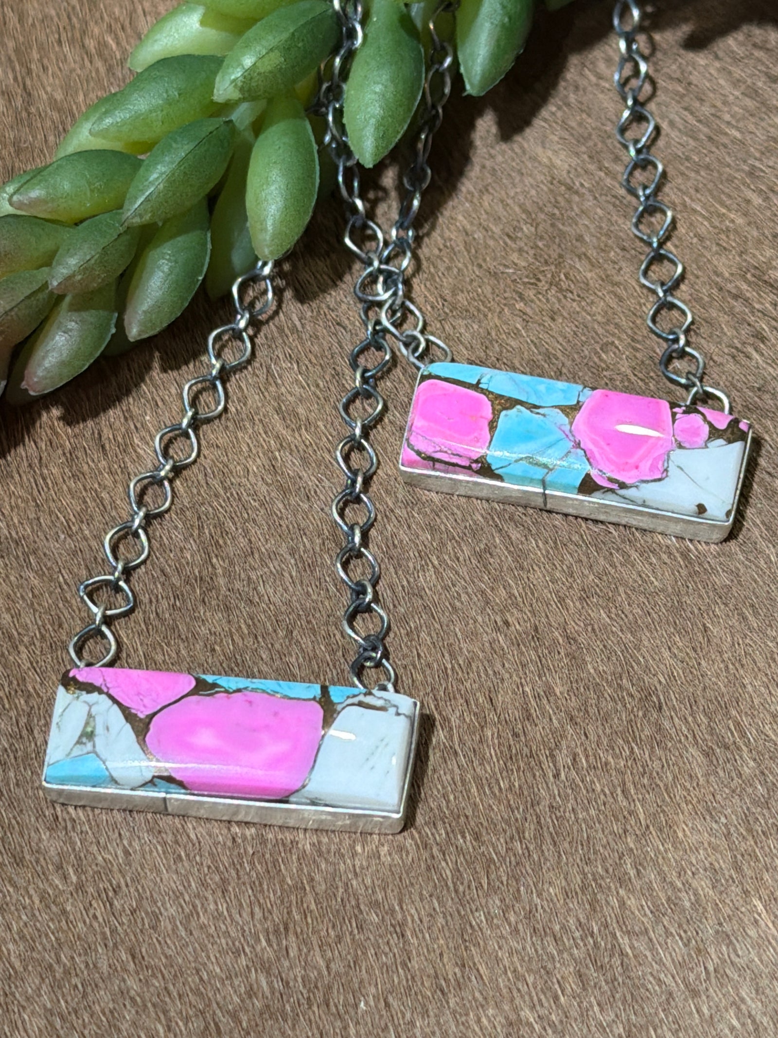 Hansen Cotton Candy Turquoise Bar Necklace - 18"