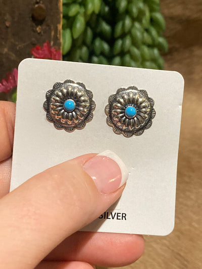 Bundt Flower Concho Sterling Earring - .75"