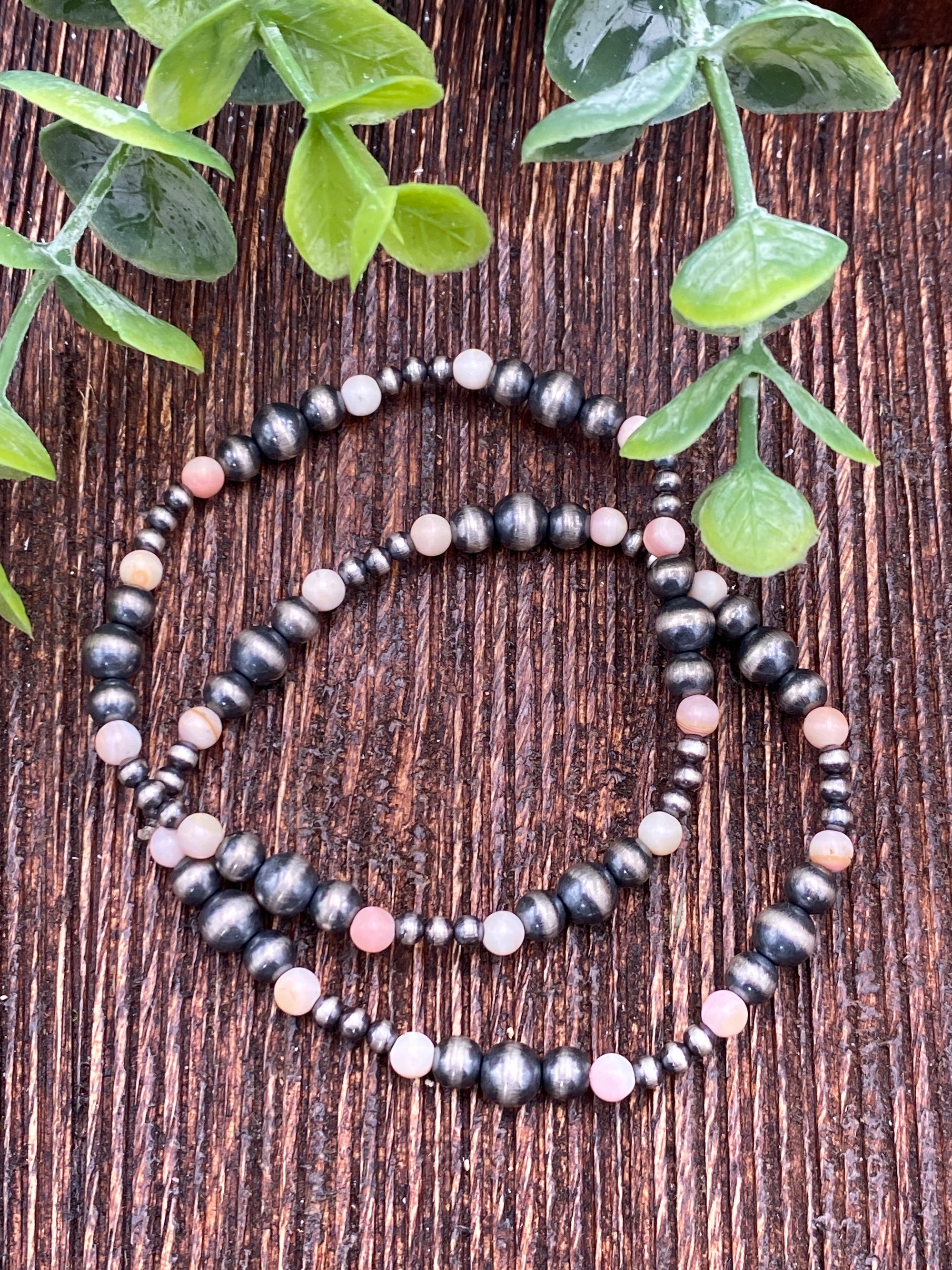 Freida Sterling Varied Navajo & Pink Conch Stretch Bracelet