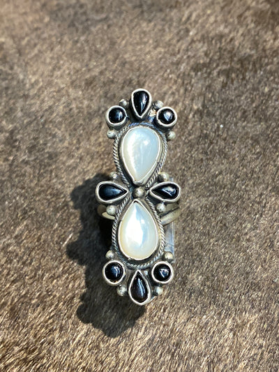 Langford Sterling Pearl & Onyx Ring