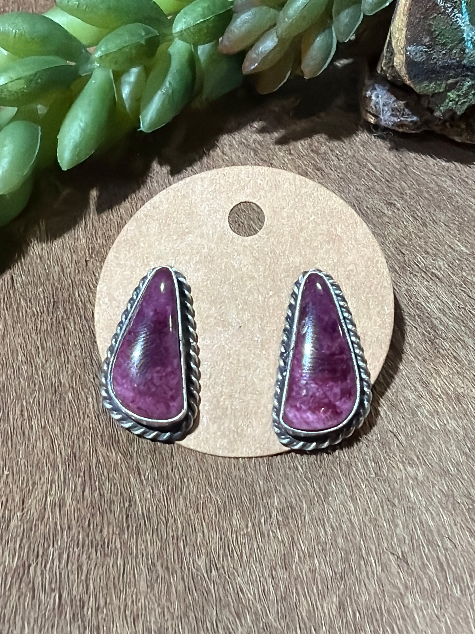 Jenna Sterling Roped Purple Spiny Stud Earrings