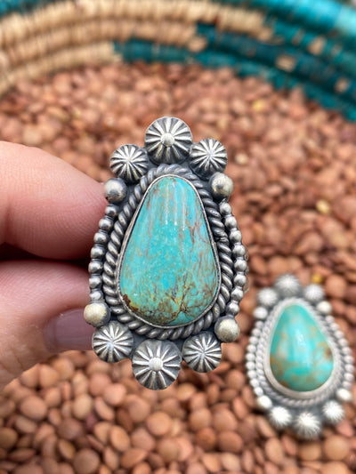 Layla Burst Sterling Framed Turquoise Teardrop Ring