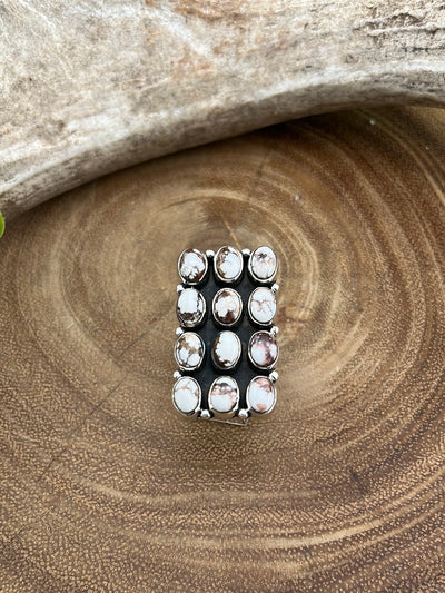 Cathleen Stacked Stone & Sterling Silver Adjustable Ring