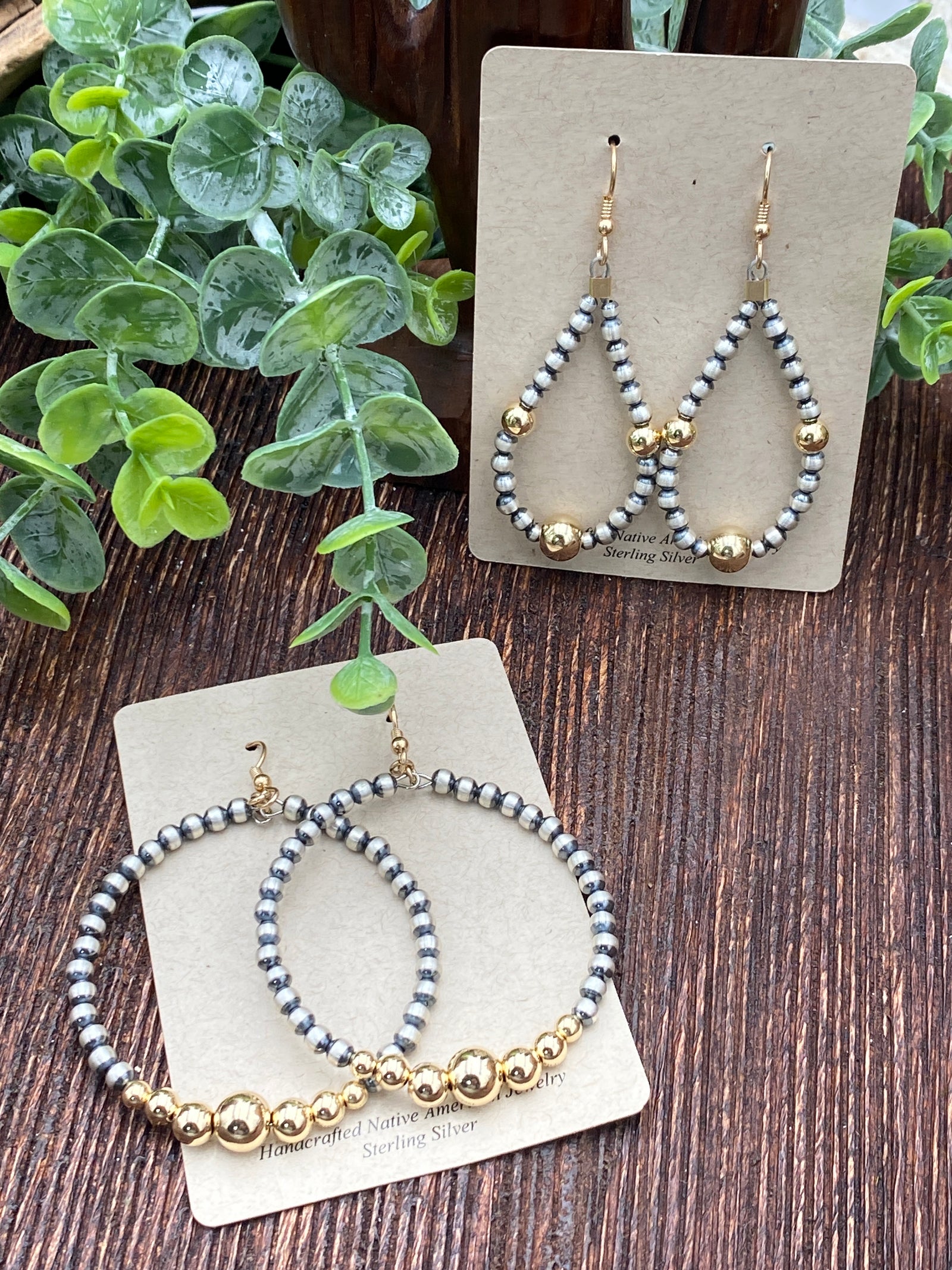 Langston Sterling Navajo Pearl Earrings With Gold Accents