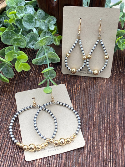 Langston Sterling Navajo Pearl Earrings With Gold Accents