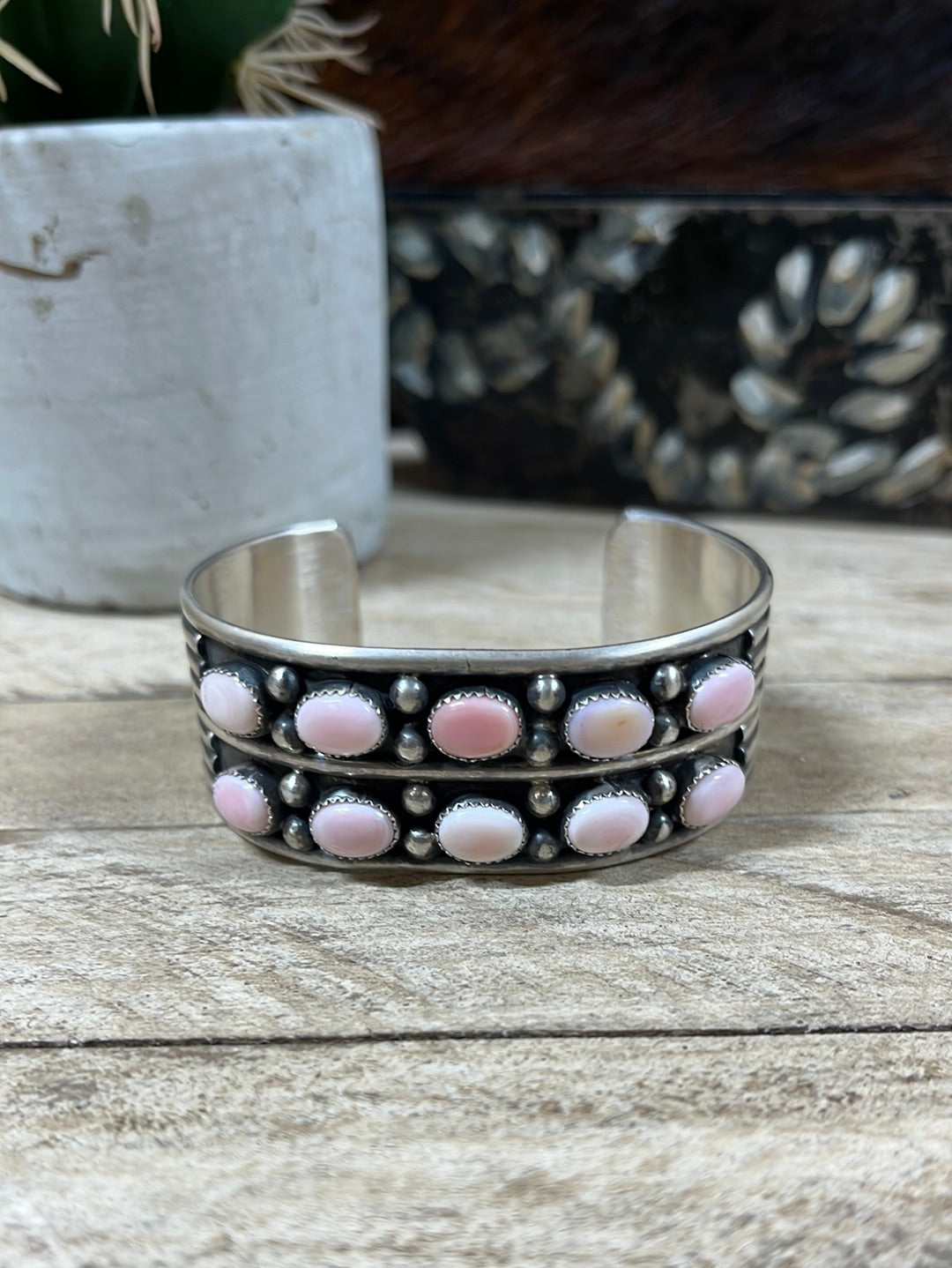 Nueces Pink Conch & Sterling Silver Cuff