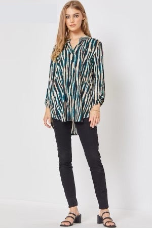 Lizzy Black Teal Blouse