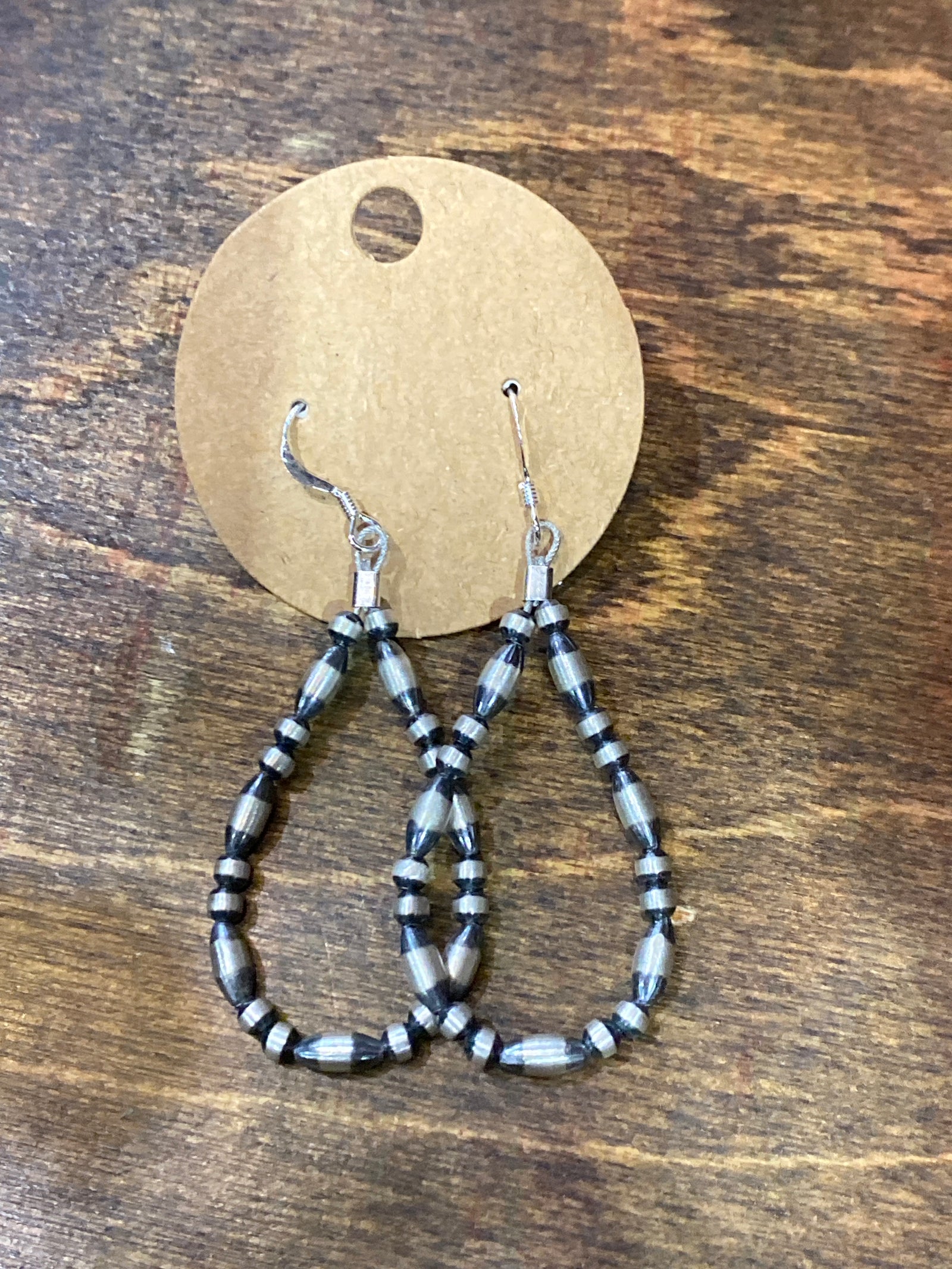 Luna Barrel & Navajo Pearl Teardrop Earrings - 2 to 1