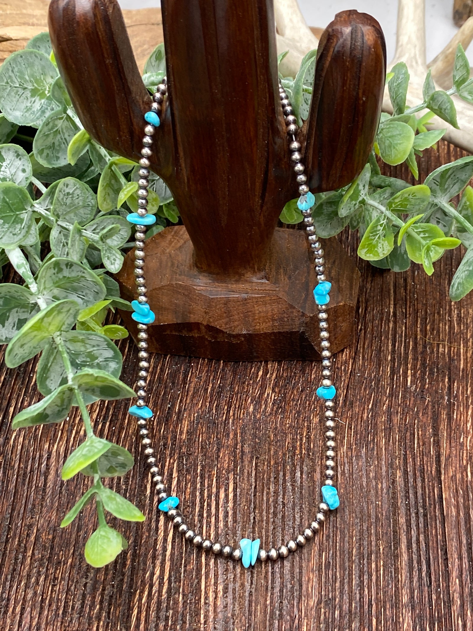 Ipsy 2mm Navajo & Tumbled Turquoise Sterling Choker - 14"