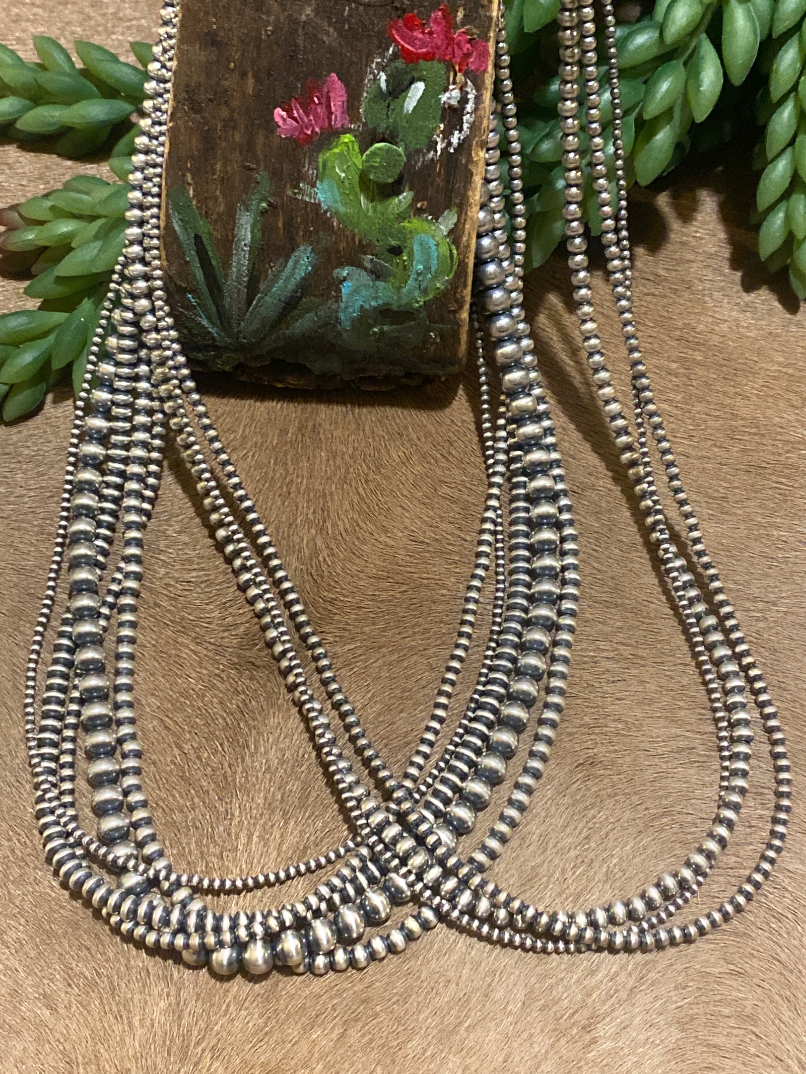 Lucy Multi Strand Sterling Navajo Necklace