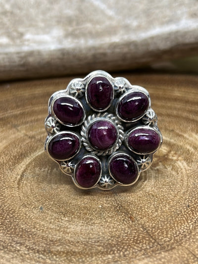 Capricorn Sterling Purple Spiny Flower Ring