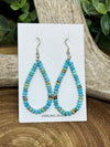 Blissful Beaded Turquoise Teardrop Earrings - 2.5"