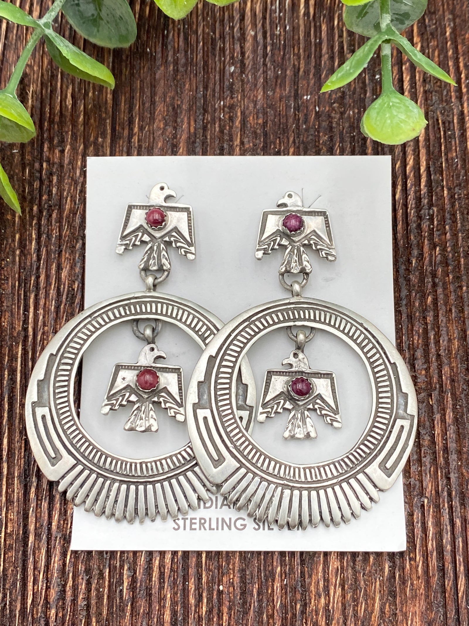 Fallon Double Thunderbird Sterling Hoop Earrings - Purple Spiny