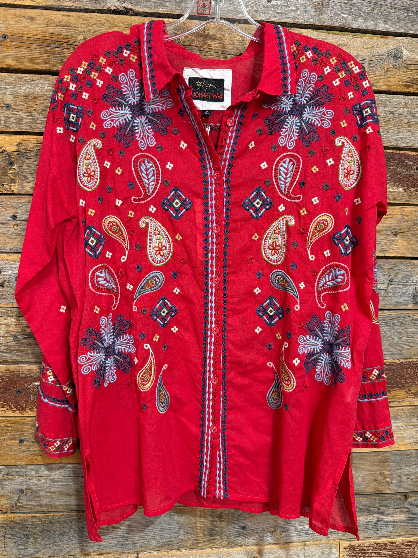 Johnny Was Slim Audrey Embroidered Shirt