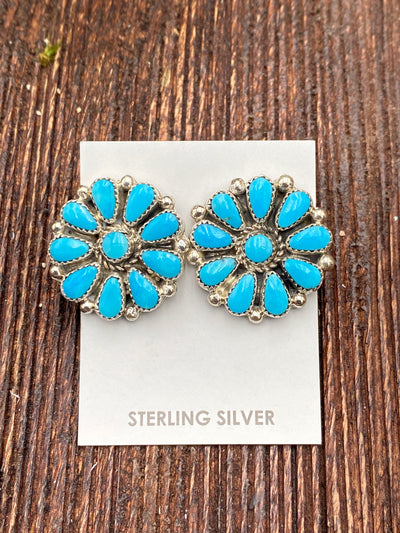 11th Hour Kingman Turquoise Flower Cluster Earrings - .8"