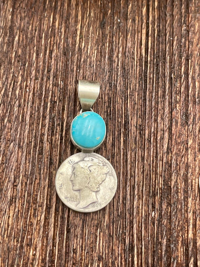 Easton Turquoise Liberty Coin Pendant - Blue