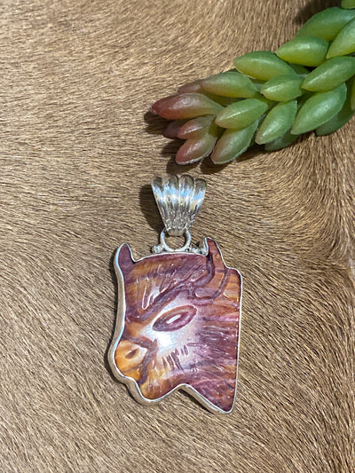 Marna Carved Spiny Sterling Pendant