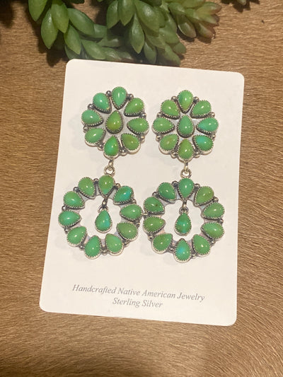 Carlisle Turquoise Double Cluster Earrings - 2.25"