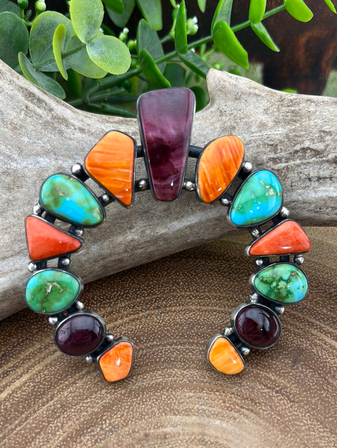 Claire Multi Stone Naja Shepherds Hook Pendant