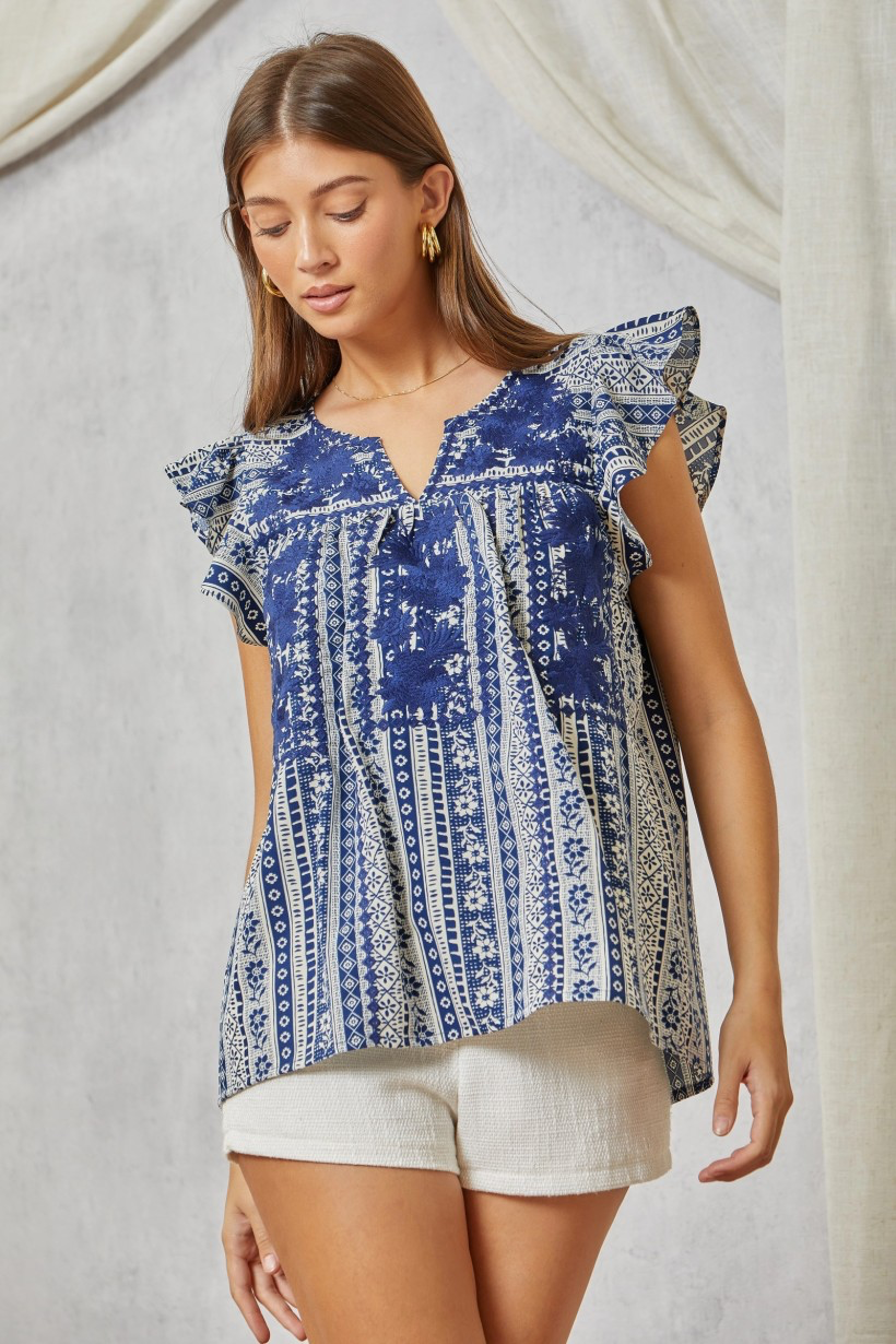 Paycen Flutter V-Neck Top