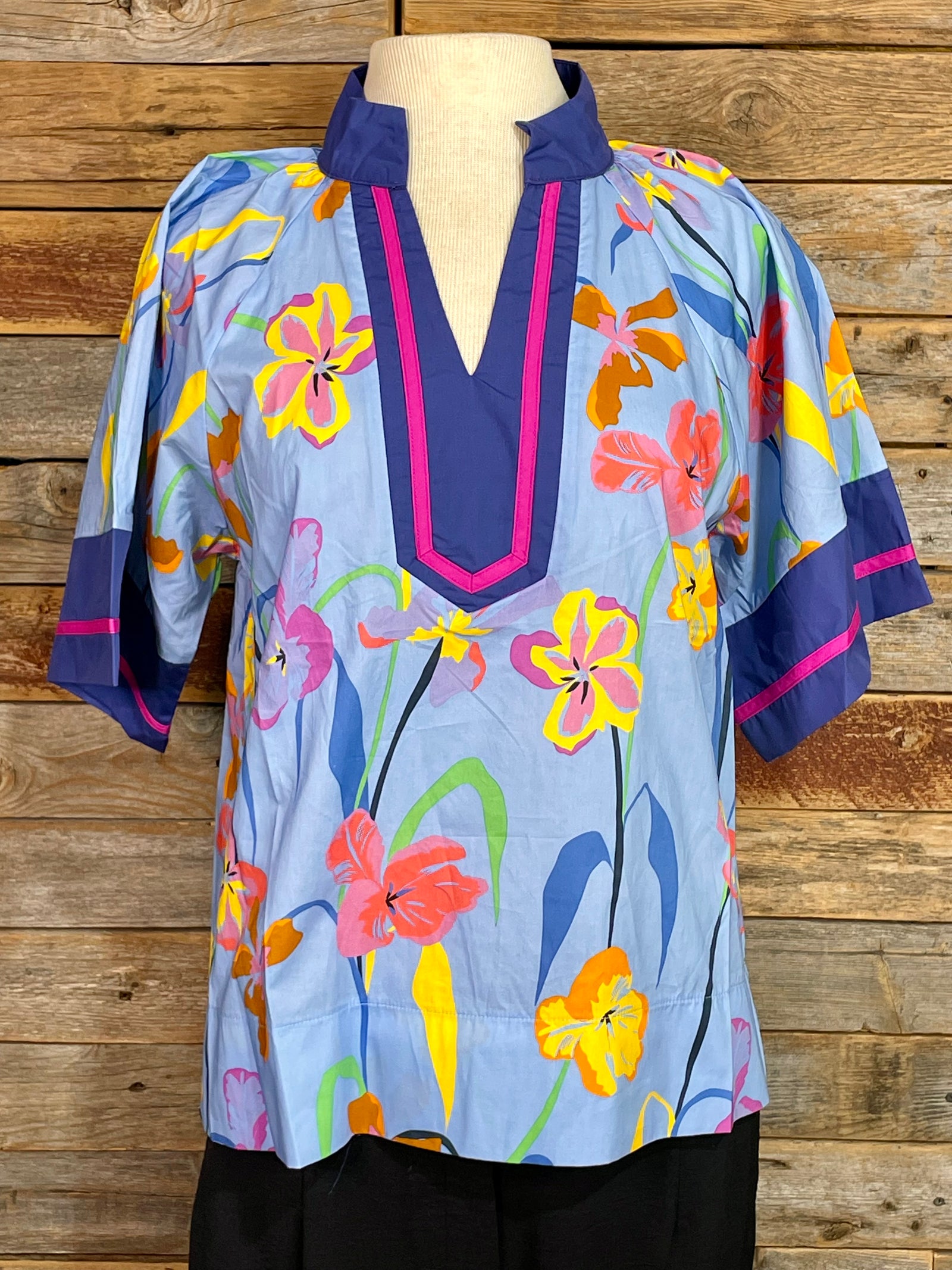 Evie Multi Floral Blue Top