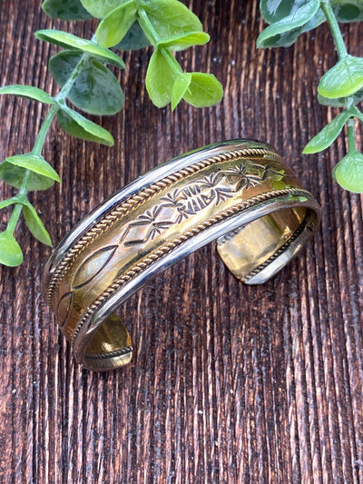 Vista Sterling Silver & Stamped Gold Cuff