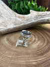 Ava Sterling Roped Oval White Buffalo Mix Ring