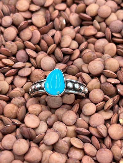 Darla Studded Band Single Stone Sterling Ring - Size 10