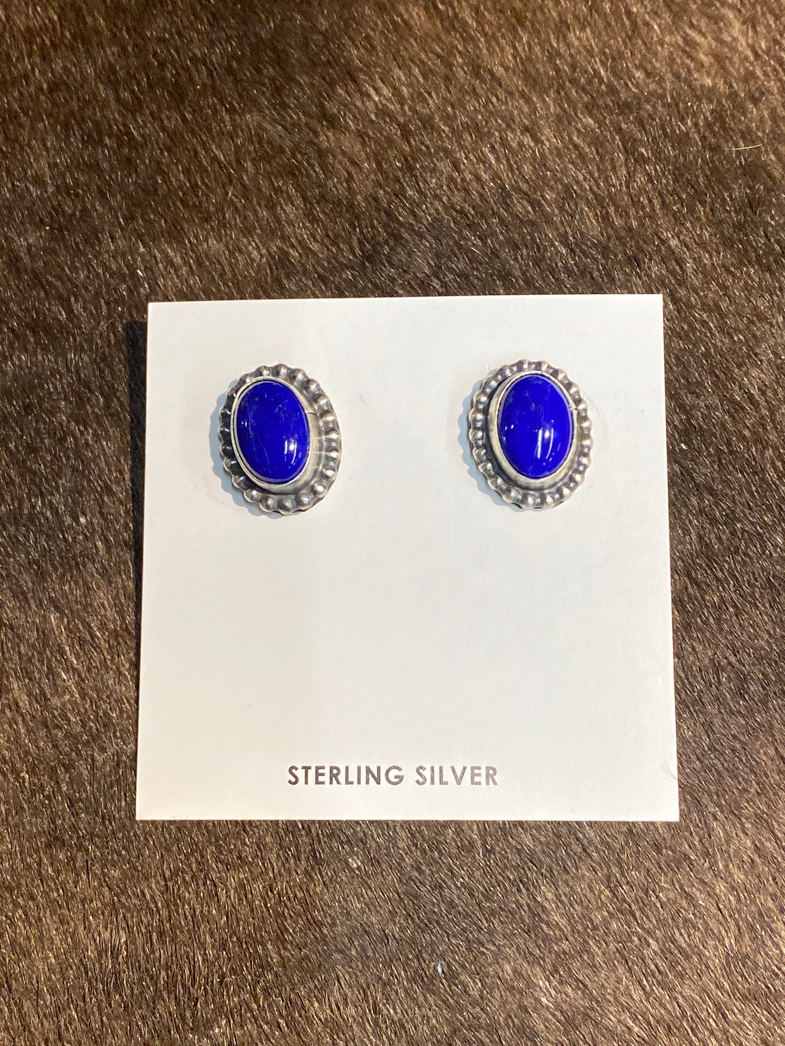 Vela Sterling Framed Lapis Blue Stud Earrings