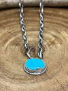 Exclusive Sterling Link Chain Necklace With Oval Roped Turquoise Pendant