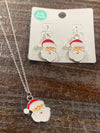 North Pole Enamel Santa Necklace & Earrings