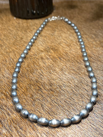 Wella 5mm Navajo Silver Melon Pearl Necklace - 16"
