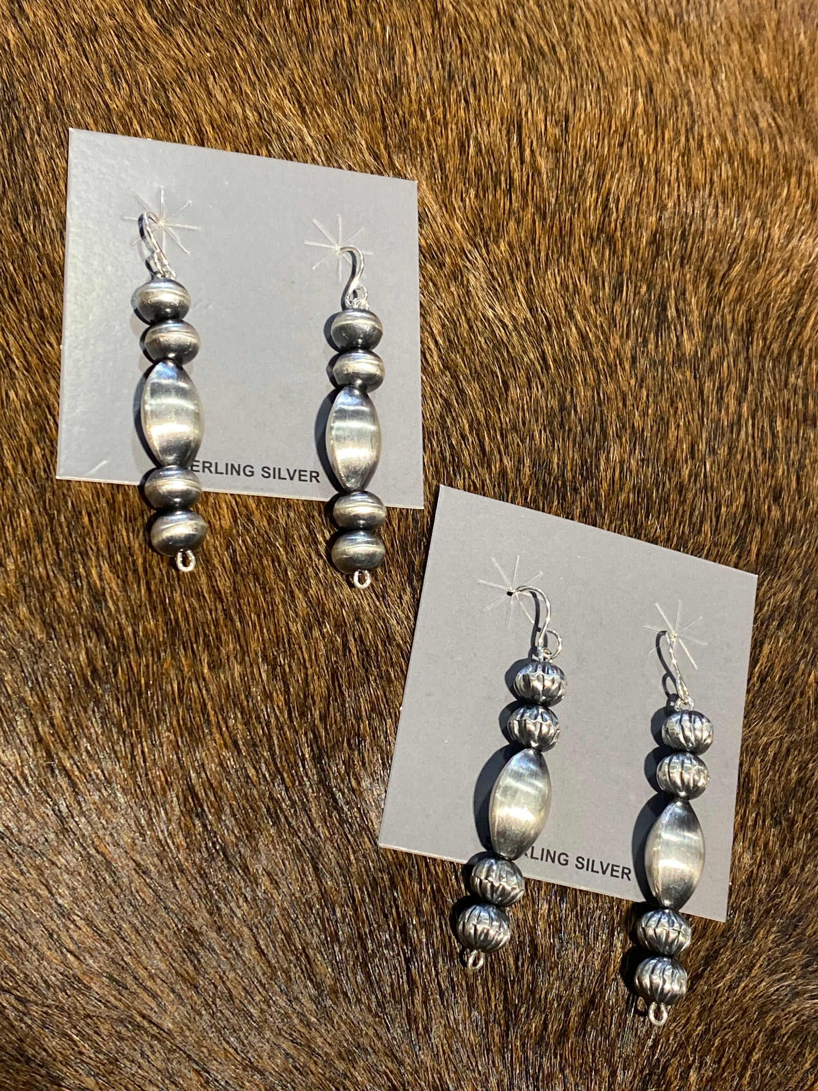 Jester Sterling Bead & Almond Stacked Bead Earrings
