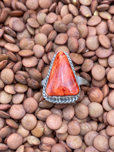 Manchester Roped Red Spiny Sterling Ring
