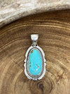 Jesse Sterling Turquoise Pendant with Notched Rope Detail