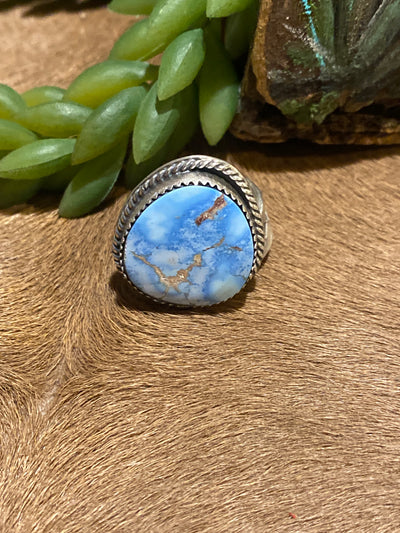 Montgomery Golden Hills Turquoise Single Stone Sterling Rings - Adjustable