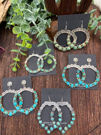 Brock Stamped Hoop Earrings With Stones
