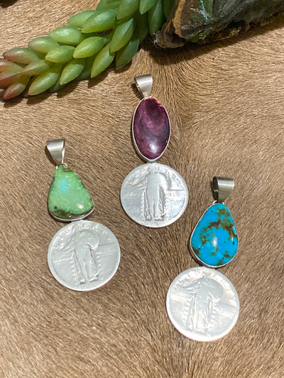Reno Sterling Single Stone Coin Pendant