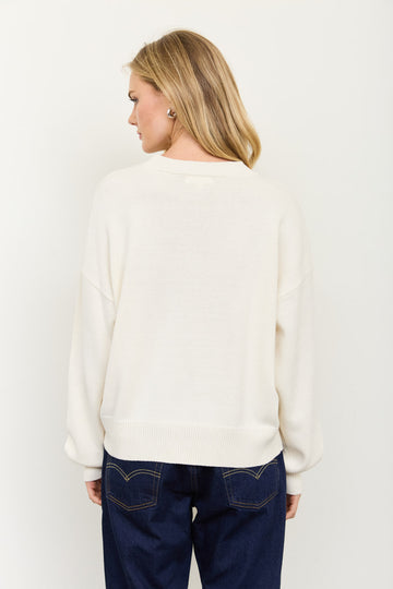 PUPPY JACQUARD LONG SLEEVE KNIT PULLOVER SWEATER