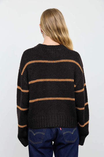 STRIPE JACQUARD BUTTON DOWN KNIT CARDIGAN