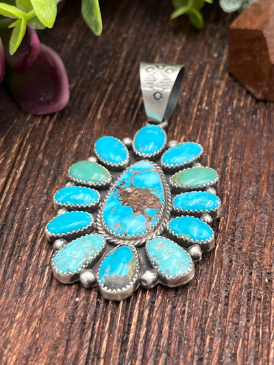 Kazan Sterling Turquoise Teardrop Cluster Pendant