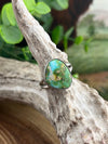 Haleakala Double Band Smooth Sterling Turquoise Ring - size 8