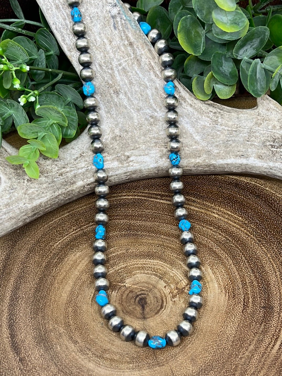 Montana Sky Sterling 8mm Navajo Turquoise Bead Necklace