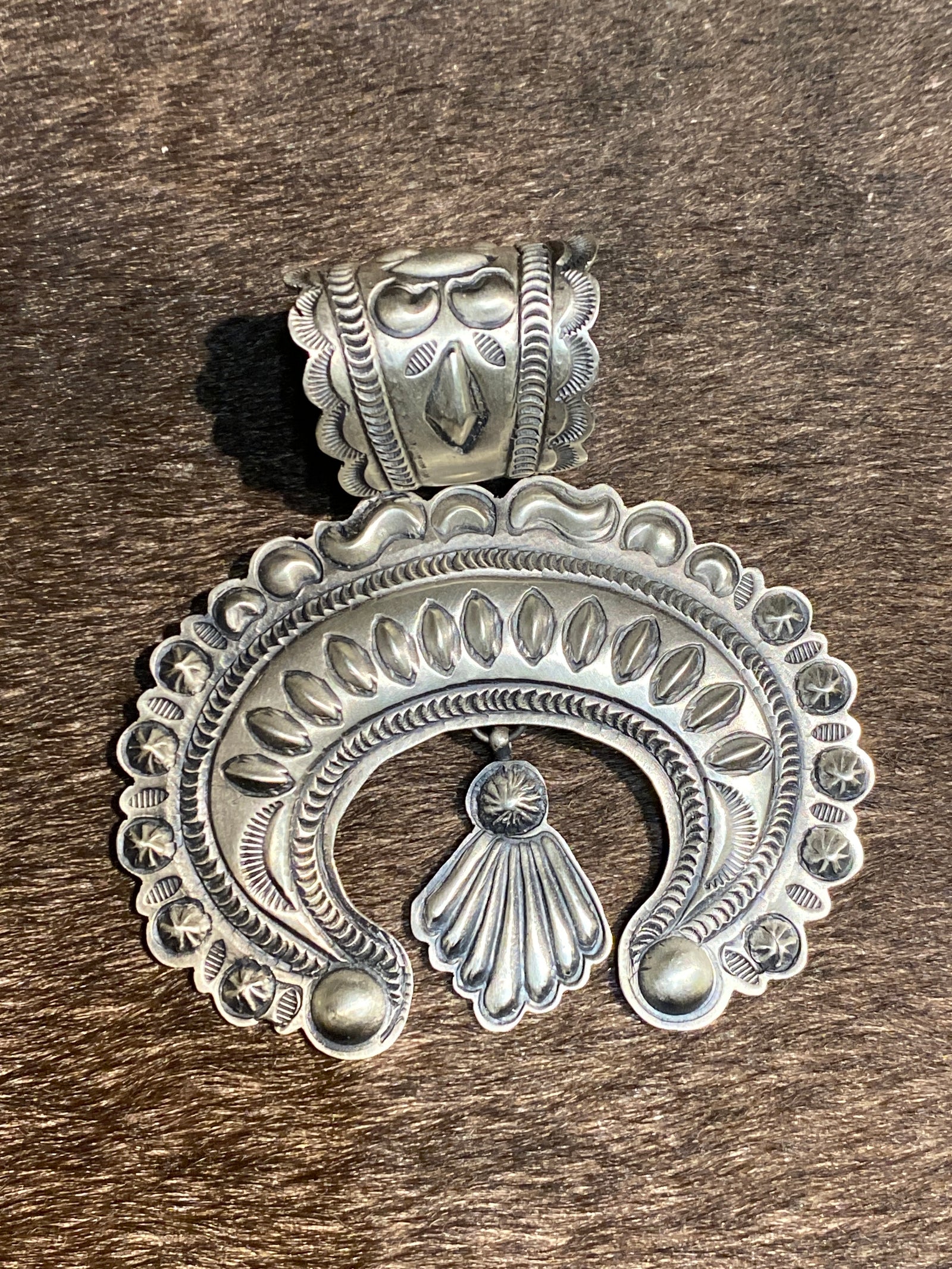 Lethbridge Stamped Sterling Naja Pendant With Drop